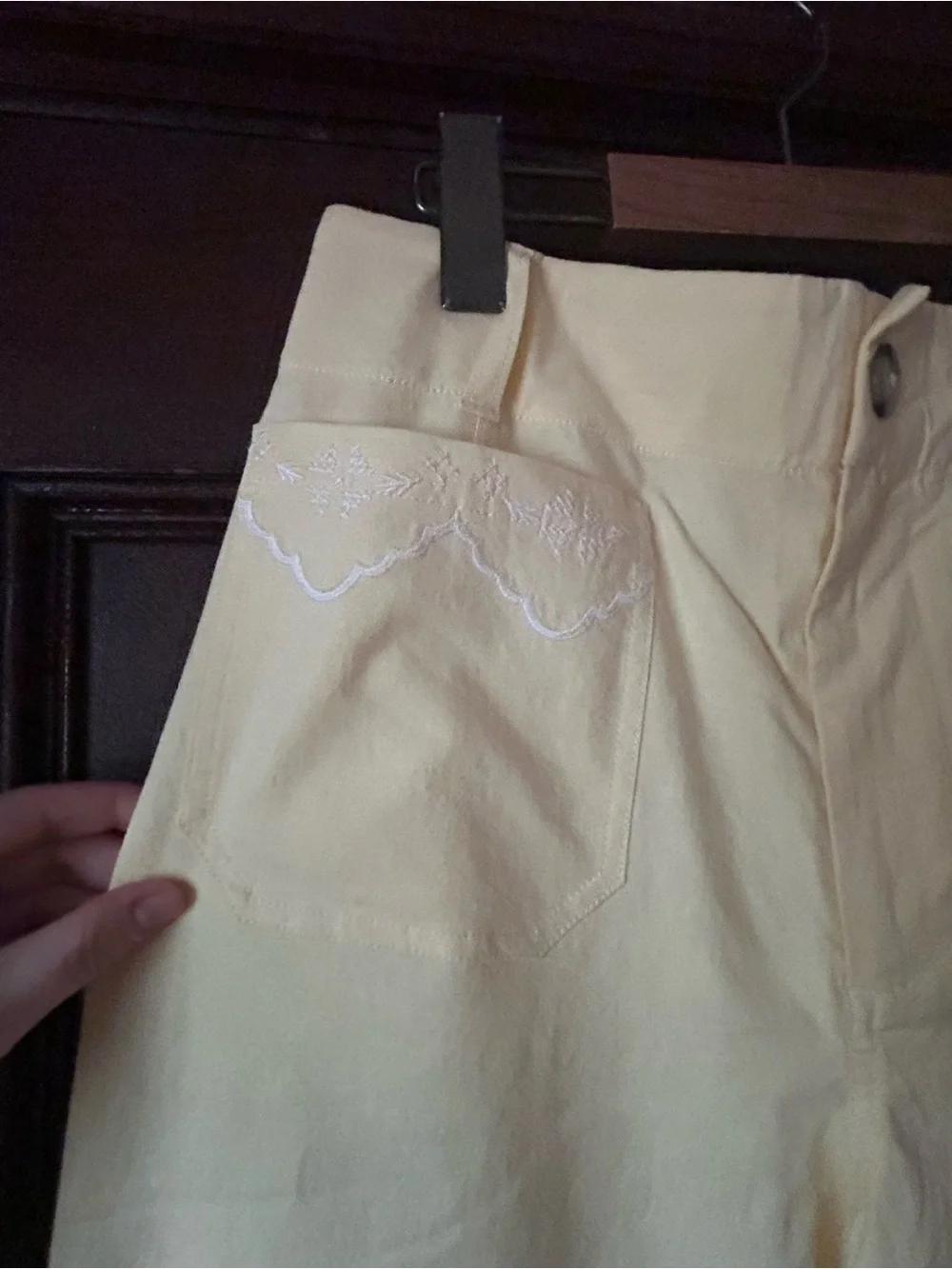 Maeve Colette Lace Trim Pale Yellow Size 28 Embroidered Hem & Pockets NWOT - Picture 5 of 10